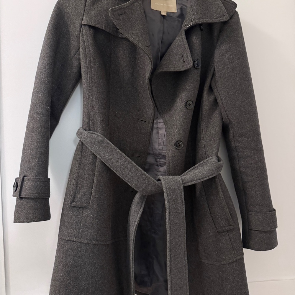 Banana Republic Charcoal Belted Trench Coat